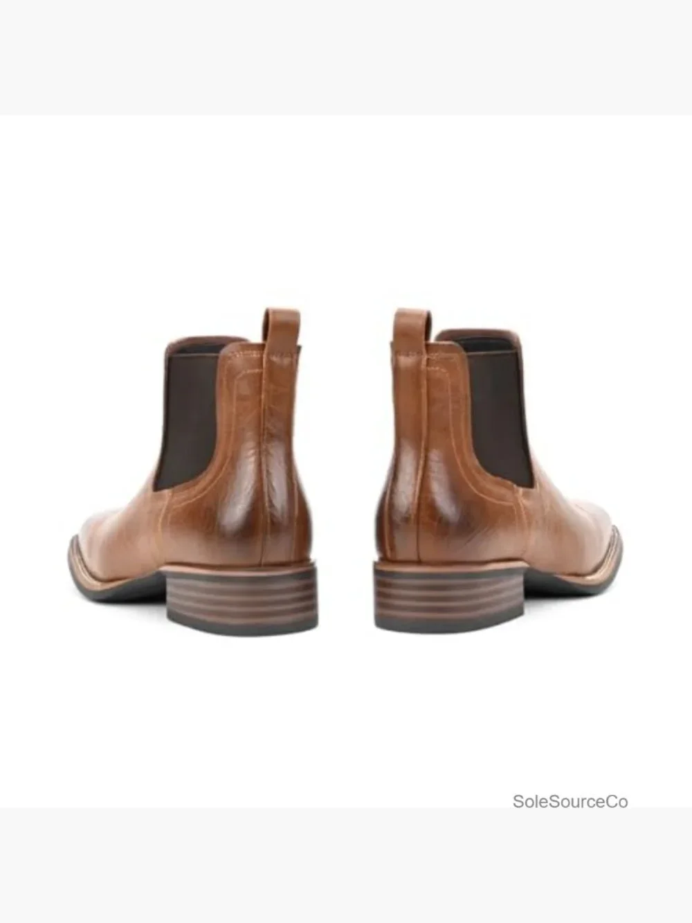 Vintage Retro Ankle Cowboy Booties Block Heel Pull-On Faux Leather